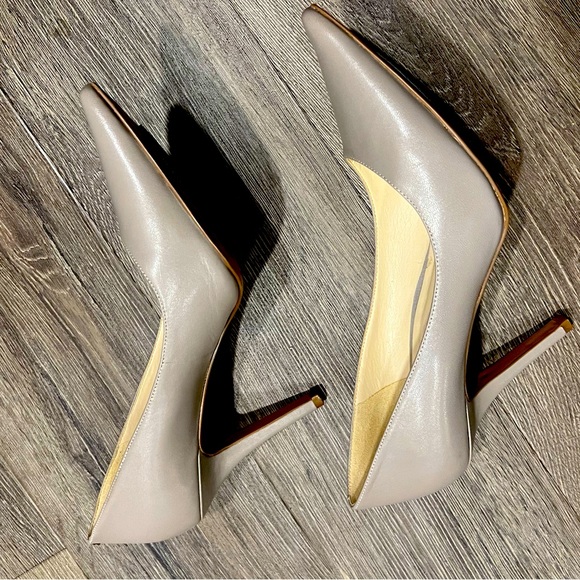 Nine West Taupe Leather High Heels - Picture 4 of 10